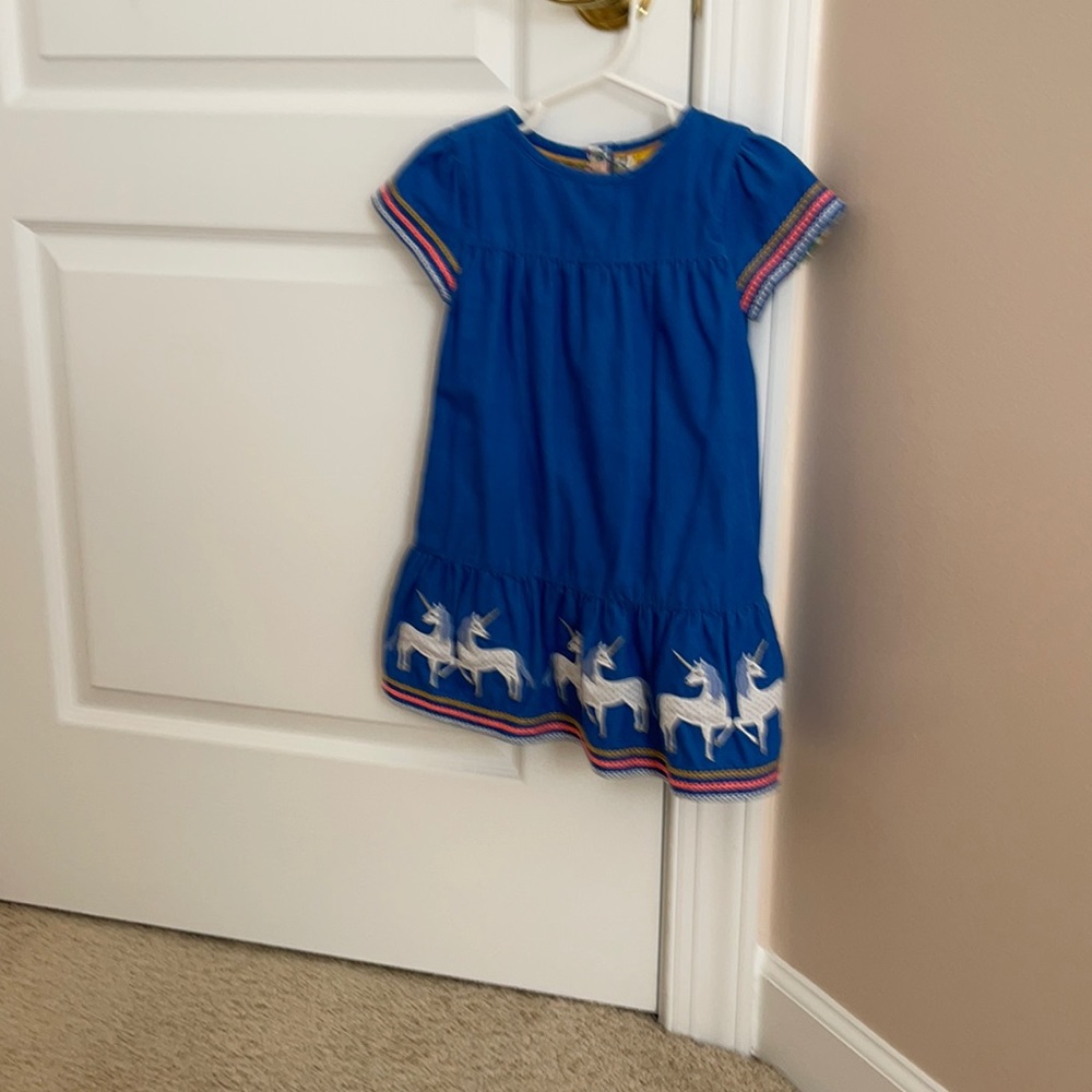 Mini Boden corduroy unicorn appliqué dress